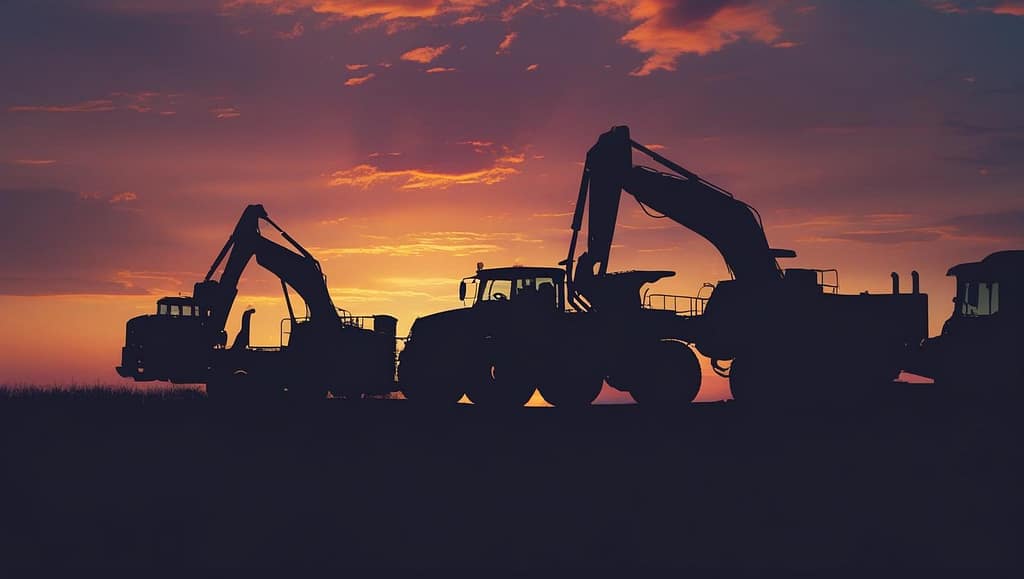 create me a big website hero image that has heavy equipment in the background but given its going to different industries make it kind of cryptic so you can tell if its construction trucking or ag