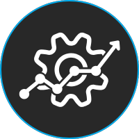 Ícone mostrando uma engrenagem que representa a eficiência aprimorada do serviço de campo.