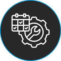 Icono que simboliza las herramientas predictivas de ventas y servicios para fabricantes y distribuidores.