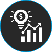 Icon muestra datos inteligentes para aumentar los ingresos y la eficiencia.